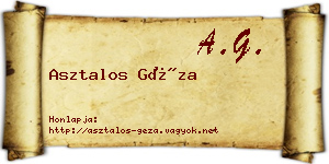 Asztalos Géza névjegykártya